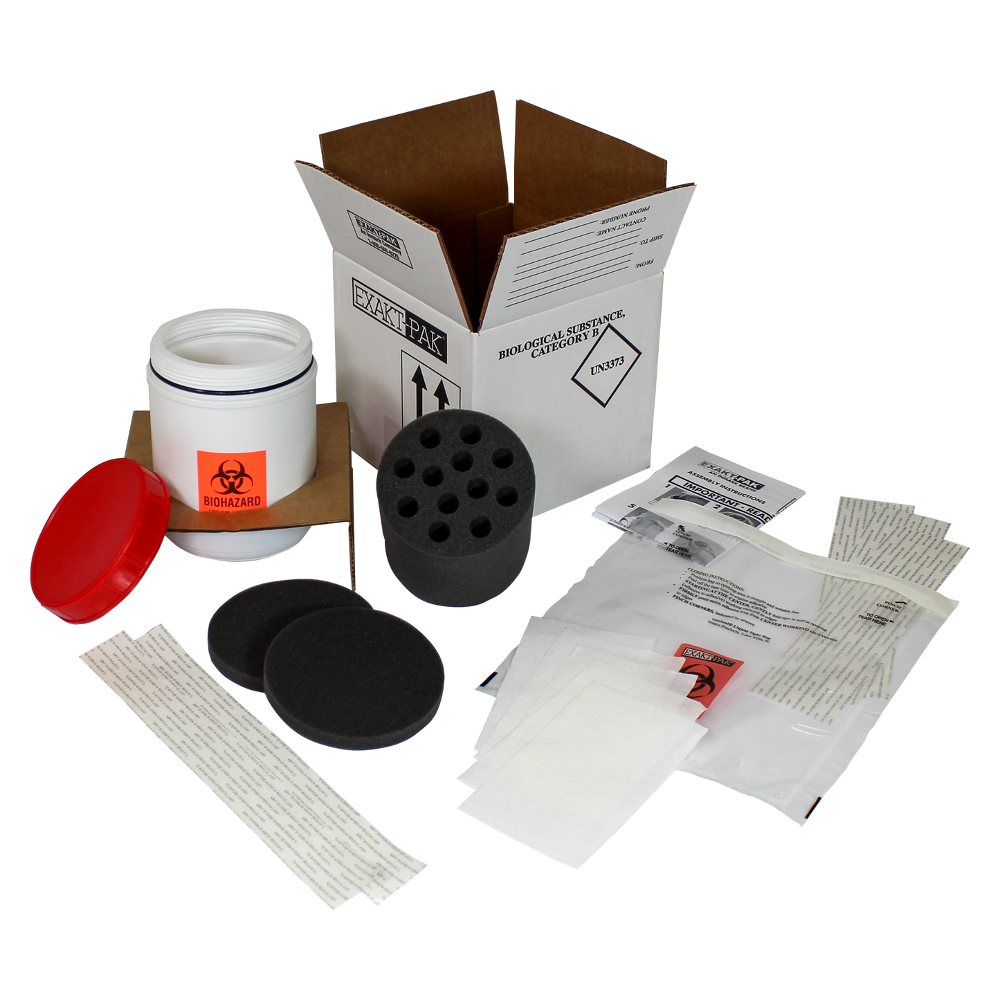MD8000V12 - EXAKT-PAK® Category B Ambient Uni-Pak® Insulated Shipping Solution for up to (4) 16x125mm Blood Tubes, Urine Tubes and Vials