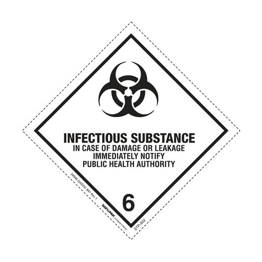 Saf-T-Pak® STP-802 Class 6.2 Infectious Substance Labels, 4 x 4", 120/Case, (US or Canada)