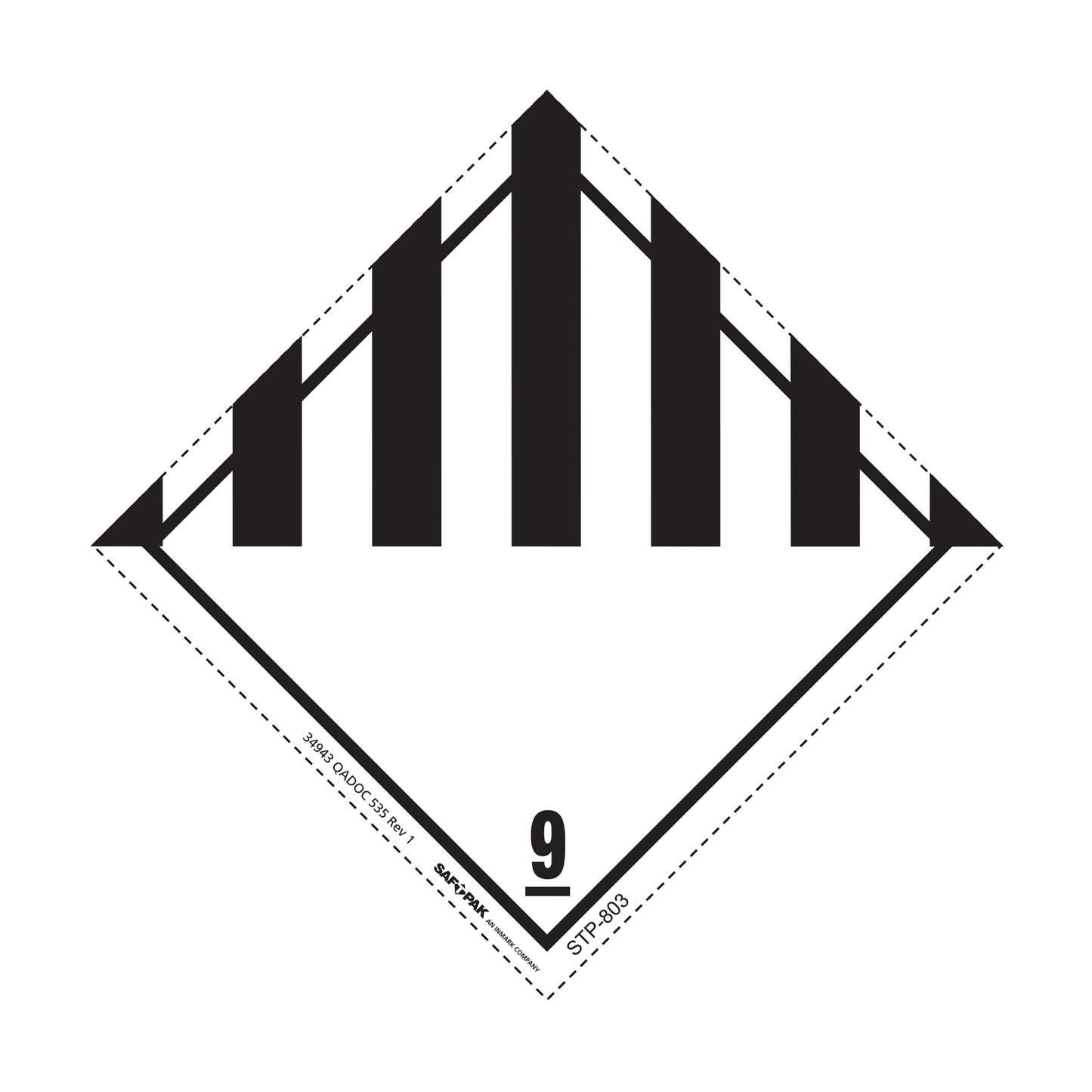 Saf-T-Pak® STP-803 Class 9 Hazard - Misc. Dangerous Goods Label, 4 x 4", 120/Case