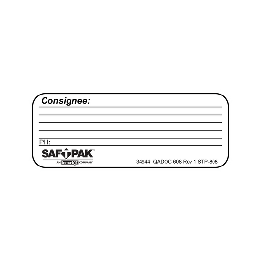 Saf-T-Pak® STP-808 Consignee Address Label, 2 x 5", 120/Case