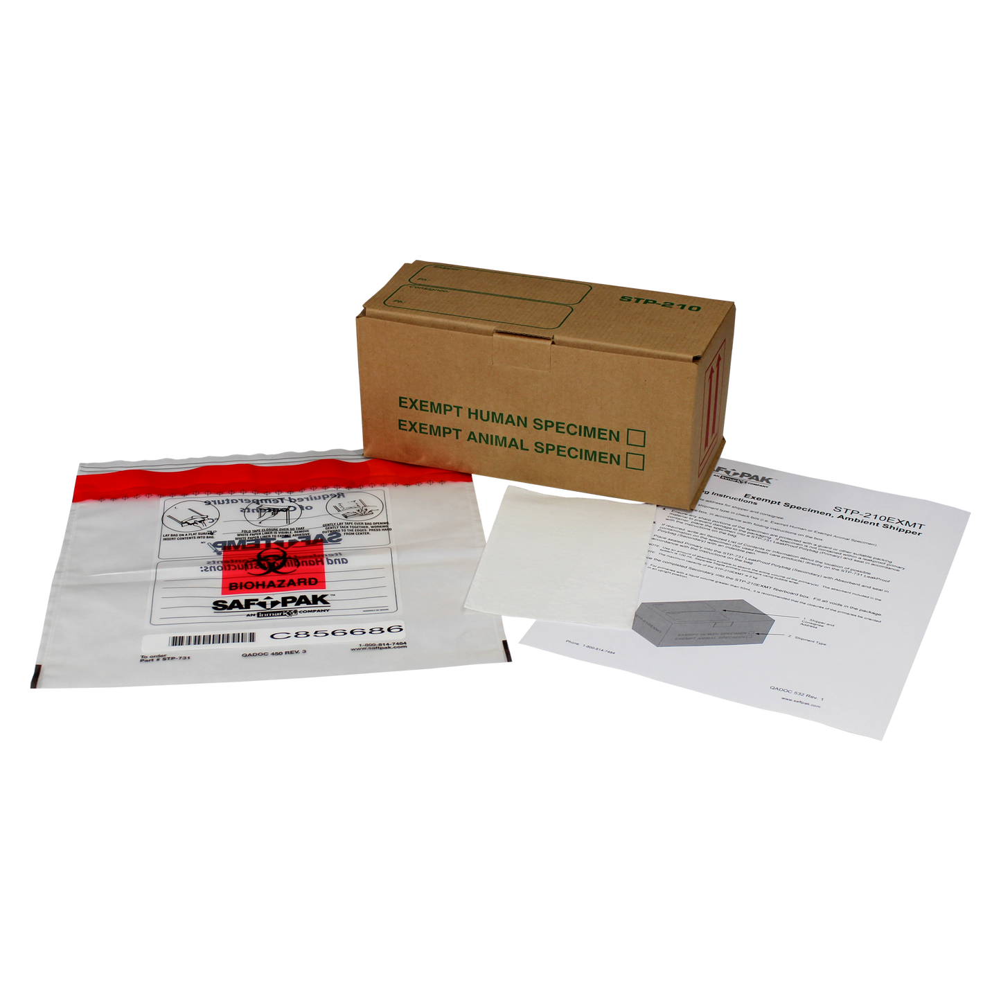 Saf-T-Pak® STP-210EXMT Ambient Exempt Human/Animal Patient Shipping System, Small, 25/Case