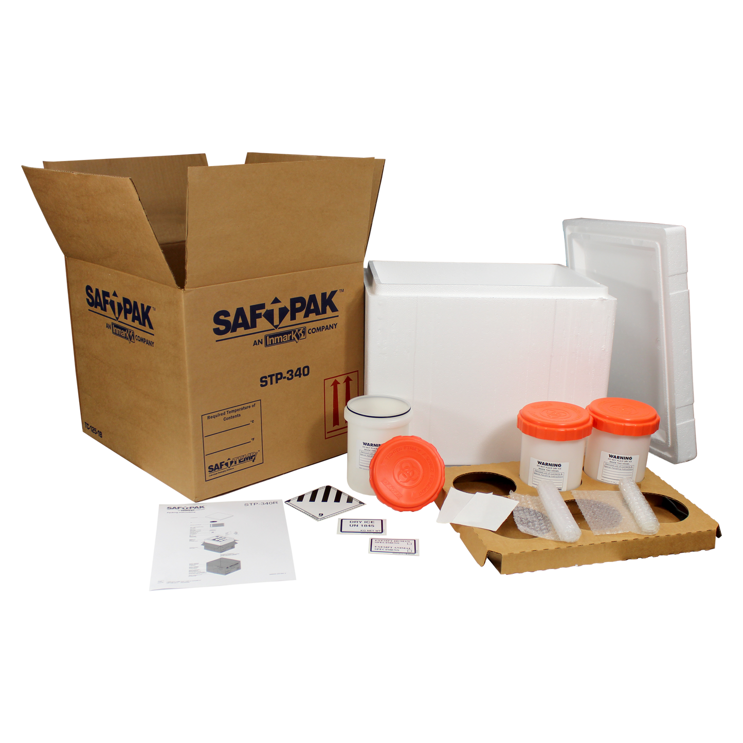 Saf-T-Pak® STP-340R Category B / Exempt Insulated Shipping System (UN3373), Frozen w/ Reusable Secondary Pressure Vessel, 2/Case