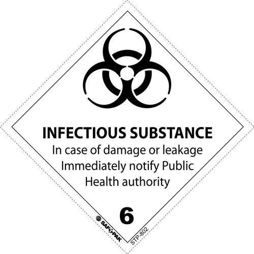 Class 6 Infectious Labels (500 Roll, 4"x4") - (DG62)