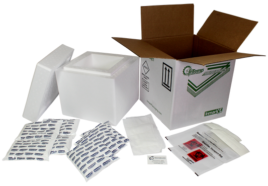 Sepio® (4 Pk) : ME-OPTIMRV06BMT : Exempt Human Specimen Refrigerated Shipper with Aquipak & 95 kPa Bags (Max Payload Dim. 7" x 5" x 3")