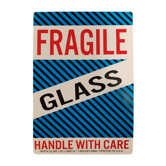 Fragile, Glass Handling Labels (500 Roll, 4"x6") - (DGFGLASS)