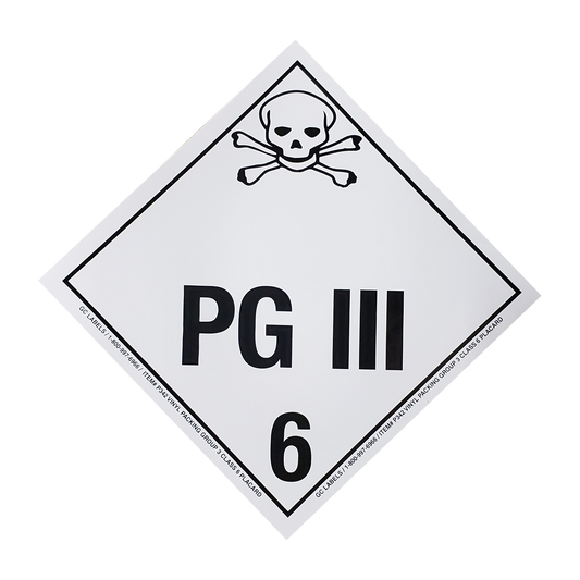 Class 6 PGIII PS Placards (25 pack, 10"x10") - (DGPS6PGIII)