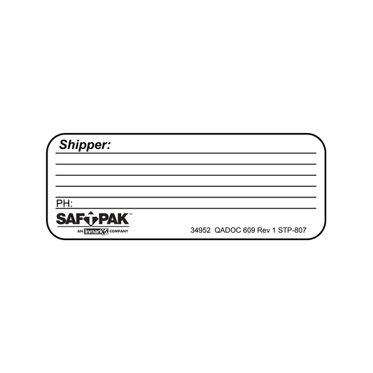 Saf-T-Pak® STP-807 Shipper Address Label, 2 x 5", 120/Case