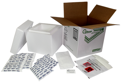 Sepio® (4 Pk) : ME-H2001RV06BMT : Exempt Human Specimen Refrigerated Shipper with Aquipak & 95 kPa Bags (Max Payload Dim. 7" x 5" x 3")