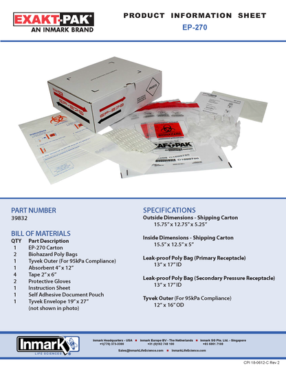 EP-270 (Max Payload Dim. 15.75” x 12.75” x 5.25”), 1/Case (Single)