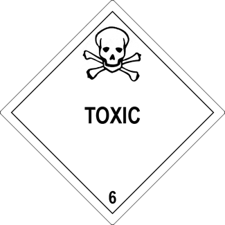 Class 6 Toxic Mini-Labels (500 Roll, 1"x1") - (DGMINI61)